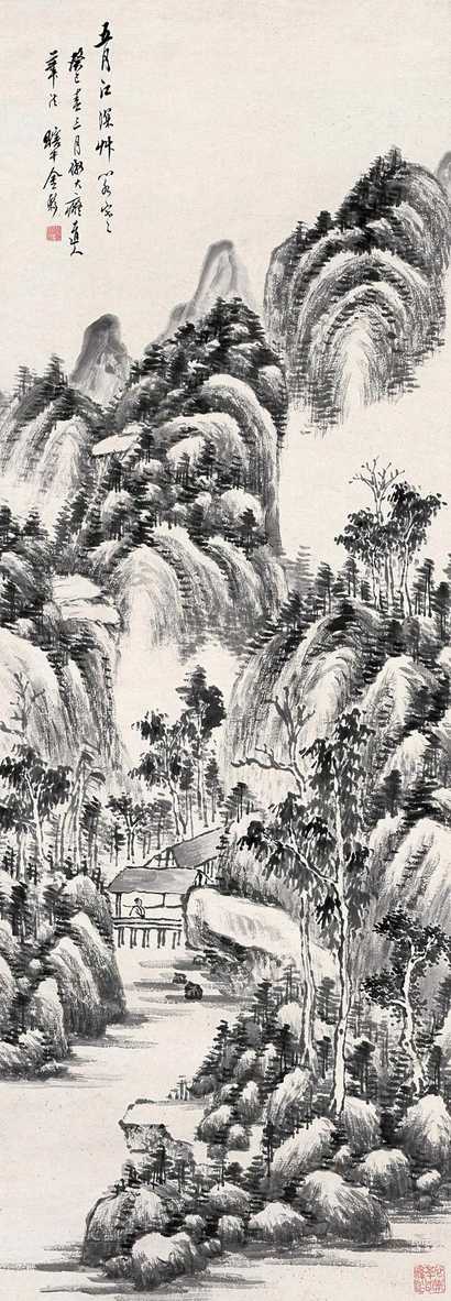 金心兰 1893（癸巳）年作 寒阁读易 立轴
